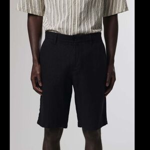 NN07 Black Crown Linen Shorts